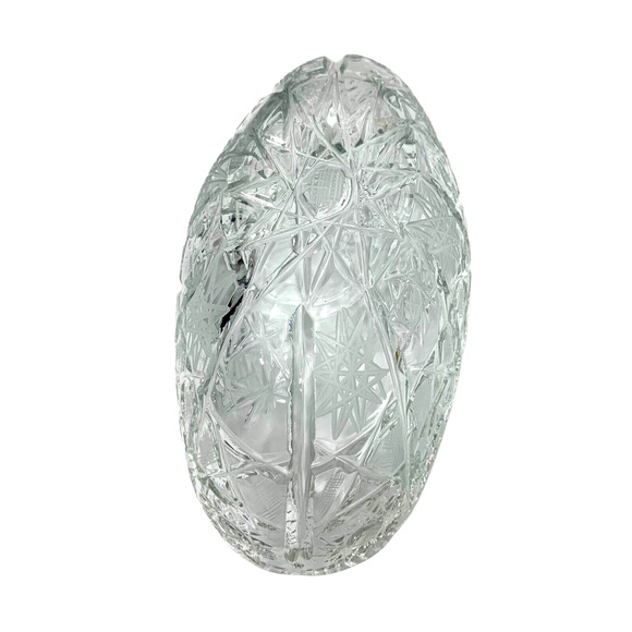 Pasabahce Oblong Bowl Heavy Thick Cut Crystal Vintage Sawtooth Edge - Picture 3 of 8